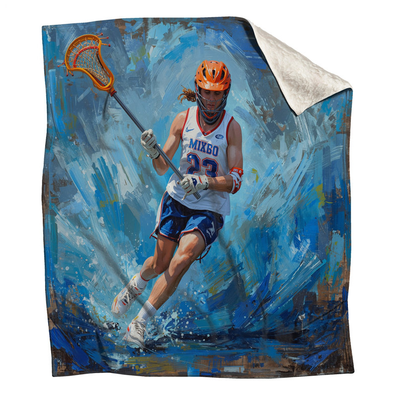 Lacrosse Player Action Blankets, 60in W x 80in H