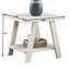 Table de bout en noyer patiné et gris avec tablette fonctionnelle de rangement cachée