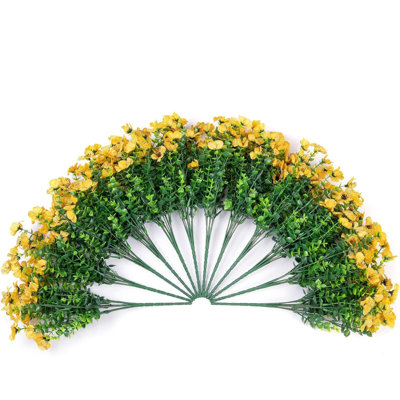 16 faisceaux de fleurs artificielles pour l'extérieur, résistant aux rayons UV, plantes artificielles, plantes, arbustes pour la décoration, plantes d'extérieur, jardinière suspendue, décoration de jardin, résistant aux rayons UV, pour la maison