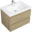 Meuble-lavabo flottant avec lavabo, conception murale pour une décoration de salle de bain moderne et peu encombrante.