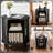 19.69'' W Wooden Nightstand With Storage Cabinet, Oval End Table With Adjustable Shelf And Charging Station(Black)-474757672-474757670