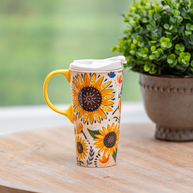 Tasse à café en céramique avec boîte-cadeau Sunflower Folk