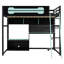 Lit mezzanine en bois pleine grandeur avec bureau, tablettes, lumières DEL, ports USB et panneau perforé personnalisable pour une organisation ultime-2065572825