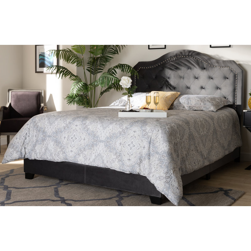 Upholstered Standard Bed, Gray, Full / Double