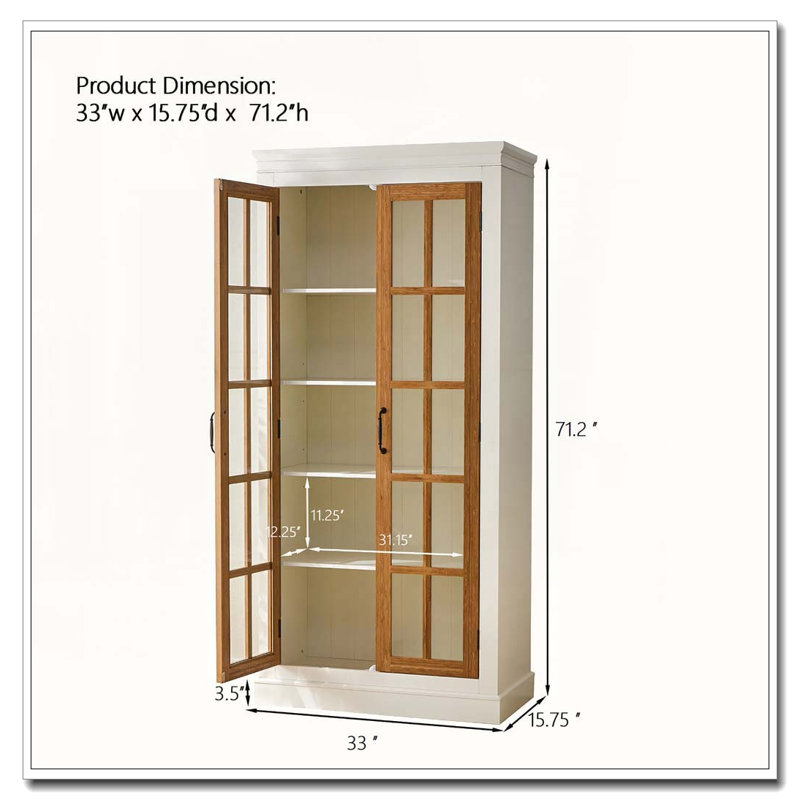 Display Cabinet with Glass Doors, Brown