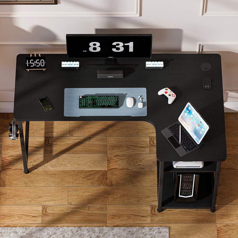 L-Shaped Computer Desk, 75cm. H x 110cm. W x 80cm. D, White