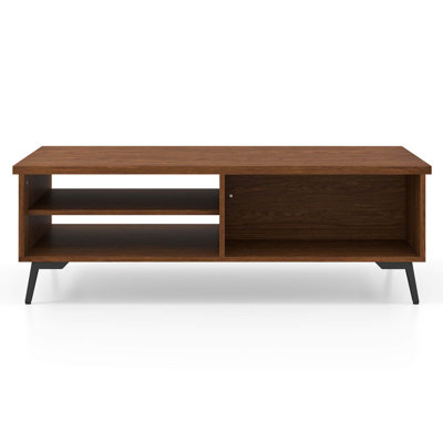 2-Tier Rectangular Center Table with Storage Shelves & Compartments for Living Room
