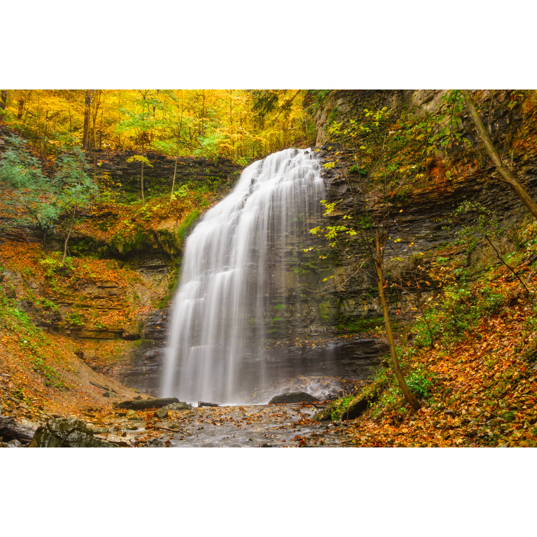 Herbst Tiffany Falls In Hamilton Ontario Kanada von Benedek - Wrapped Canvas Set - Leinwandbild