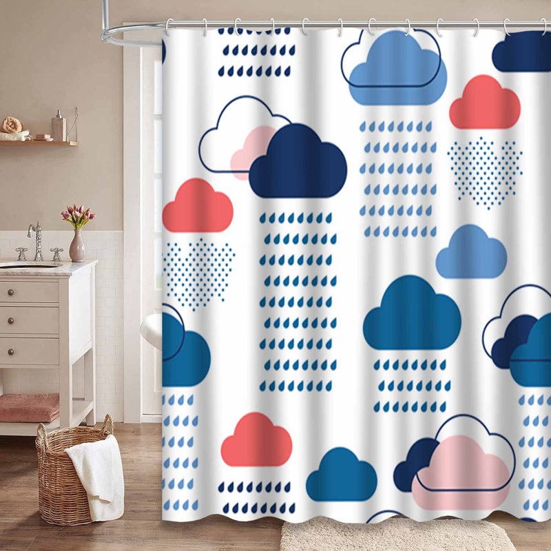 Rideau de douche avec 12 crochets Red Rain Clouds Cloud Line, 72" L x 78" W