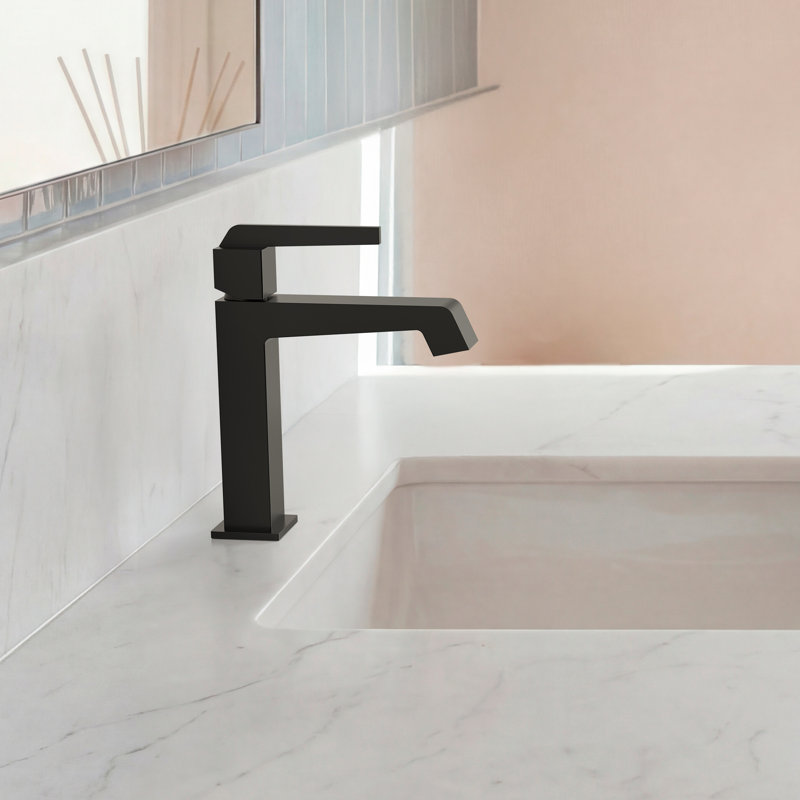 Single Handle Bathroom Faucet with Drain Assembly, Single Hole Bathroom Sink Faucet, Matte Black