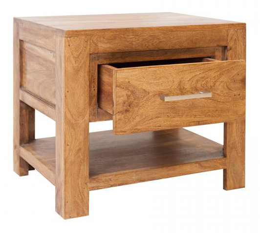 Granby 50cm W Solid Wood Bedside Table, Teak