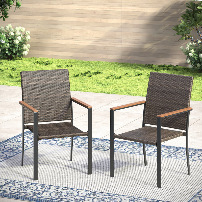 Patio Wicker Rattan Dining Chairs, Brown
