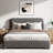 Boucle Upholstered Platform Bed With Nightstand Set, Farmhouse Bedside Table With Storage Drawer And Open Wood Shelf, Rustic Bedroom Furniture-1294266833-1294266834