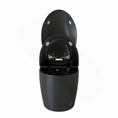 Toilette intelligente unique, toilette une pièce avec bidet intégré, siège à ouverture / fermeture automatique, capteur de pied, affichage à DEL, veilleuse, eau chaude et sécheuse