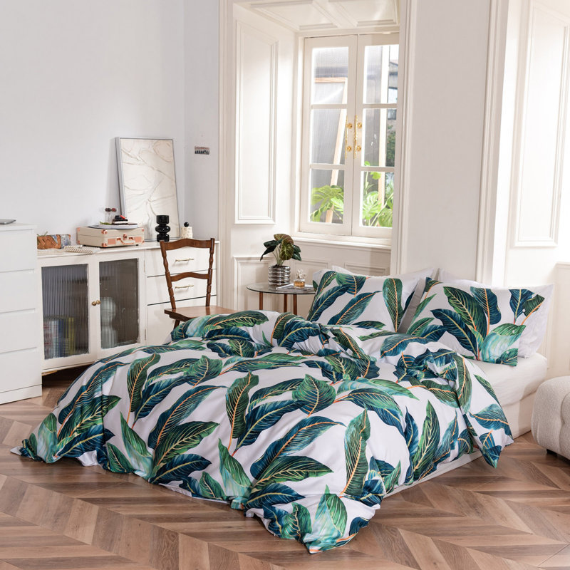 Chic 100% Cotton Flower Printed Duvet Cover Set, Floral 06, Twin XL Duvet Cover + 2 Standard Pillowcases