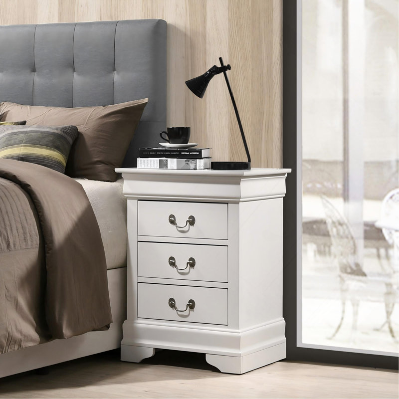 Charmante table de chevet traditionnelle blanche, Blanc