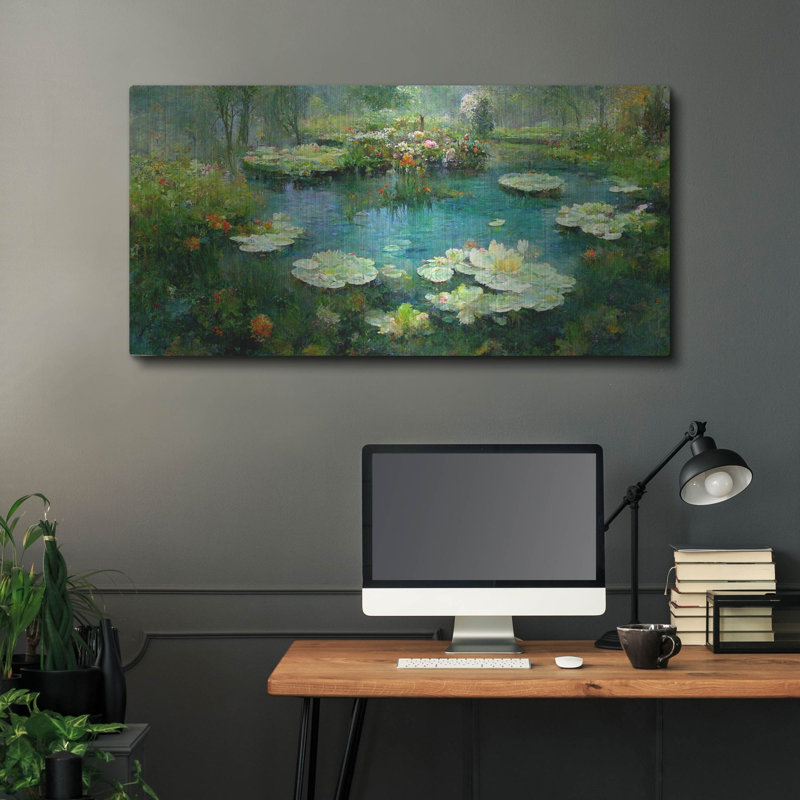 «Pond Lilies», art mural en métal, H 24 po x l 48 po