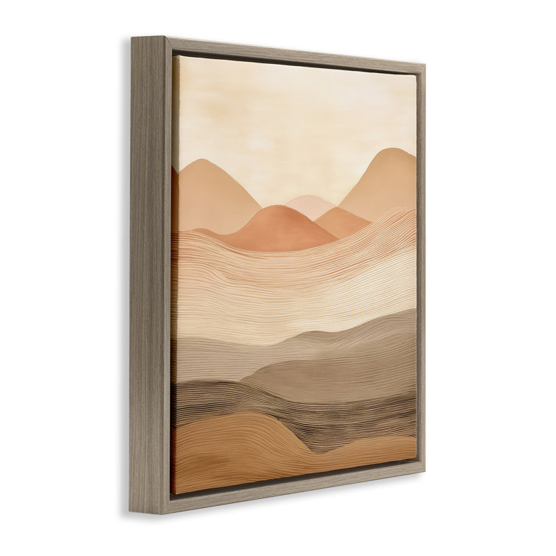 «Layered Sand Dunes», art mural encadré par Irena Orlov, H 25 po x l 25 po, Cadre flottant orme Montalcino
