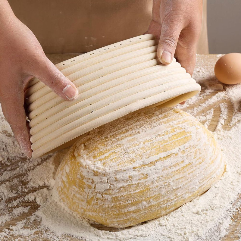 3 pièces Banneton panier ovale à l'épreuve du pain, bol fait à la main en rotin à l'épreuve du levain avec doublures