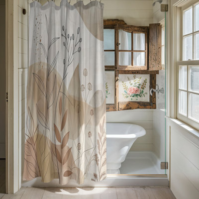 Rideau de douche standard 1 pièce Neutral Floral