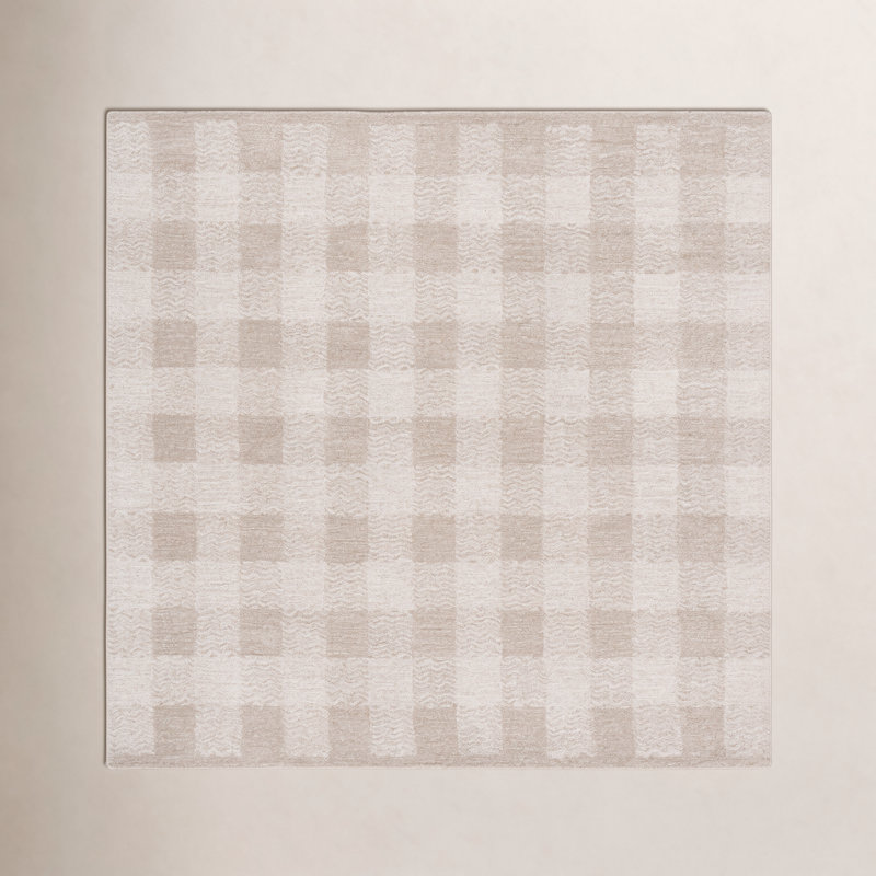 Hand-Tufted Wool Checkered Rug, Square 6'