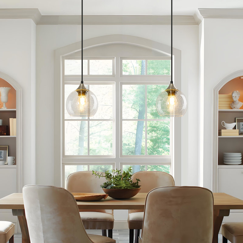 Luminaire suspendu moderne à 1 lumière pour îlot de cuisine Aarunya, Clair, H 4,92 po x l 5,9 po x P 5,9 po