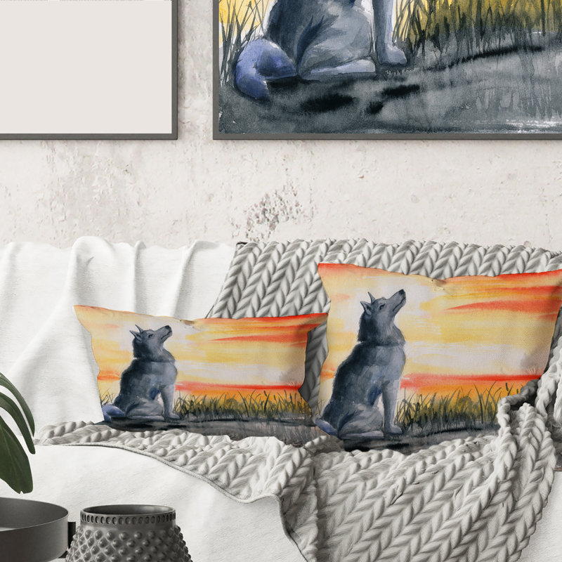 Housse et insert de coussin carré Wolf Howling at the Moon, 18" x 18"