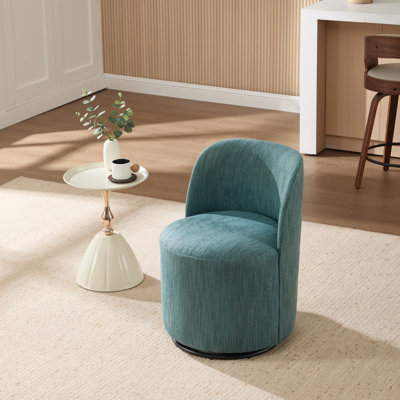 Ensemble de 1 chaise demi-tonneau de cuisine et de salle à manger rembourrée, chaise de salle à manger ronde moderne en lin de style Mid-Century, fauteuil d'appoint pour meuble-lavabo d'appoint à 360 degrés pivotant et confortable pour le salon de la chambre à coucher