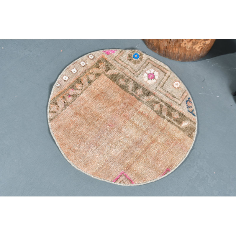 Tapis turc antique antique pour décor bohémien - idéal pour les entrées et comme cadeau brun / vert