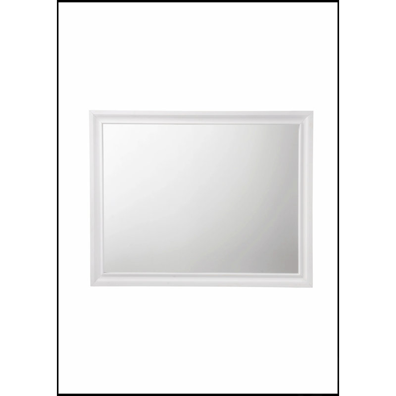 Naima Black Finish Mirror With Smooth Non-Beveled Edge And Clear Reflective Surface For Enhanced Light And Openness, Blanc