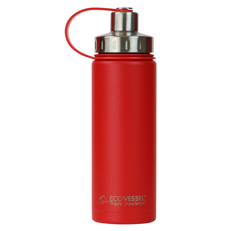 EcoVessel Vacuum Insulated Stainless Steel Travel Mug, 600ml, Red
