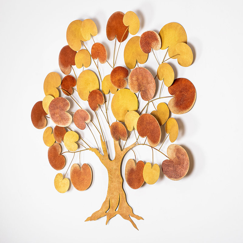 Traditional Wall Decor on Metal, Orange