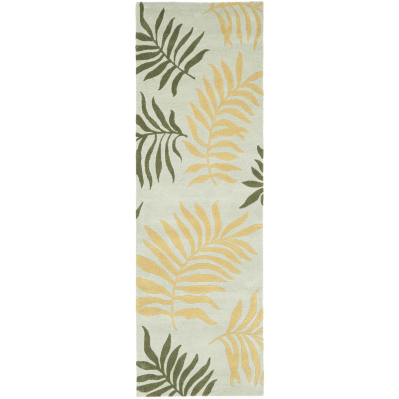Tapis floral en laine et viscose touffeté à la main Luckey, Tapis de couloir 2 pi 6 po x 8 pi