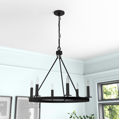 6-Light Chandelier in Matte Black