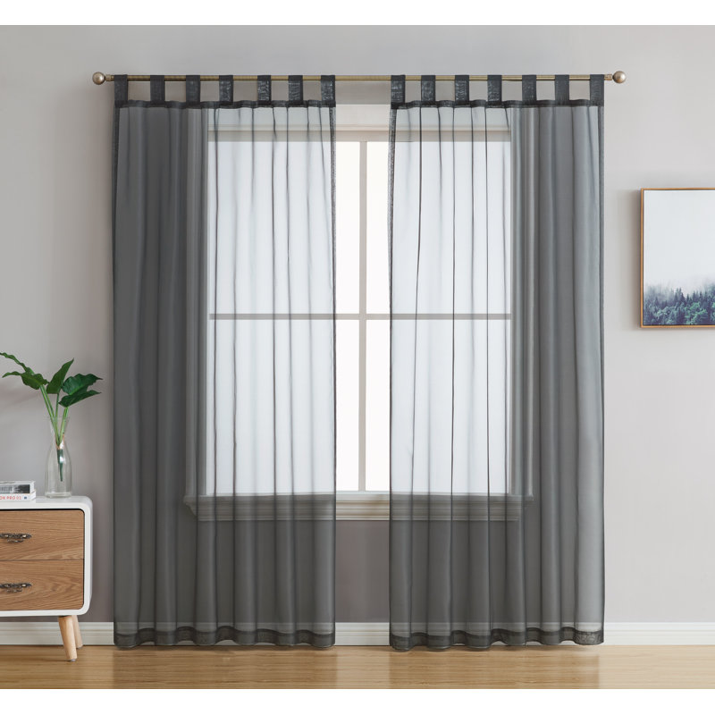 Speers Sheer Curtain Pair, 54" W x 84" L, Charcoal Gray