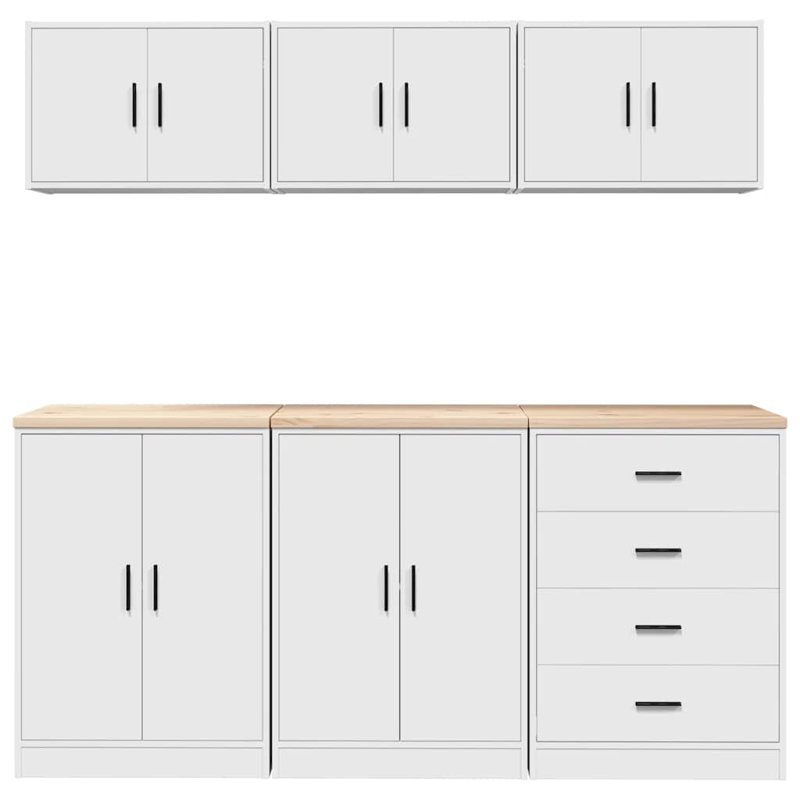 Garage Cabinets 6 Pcs Engineered Wood, White