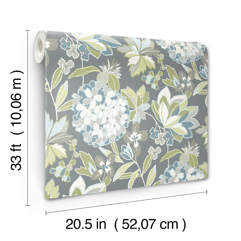 Valdivian Fuchsia Floral Wallpaper, Gray