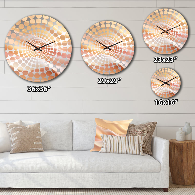 Horloge murale or et rose Soft Wave Fusion - formes abstraites, Médium