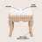 Rowan 18.5" Coastal Woven Rattan Vanity Stool with White Upholstered Cushion, Natural Mango Wood Backless Makeup Chair for Bedroom & Bath-45007964