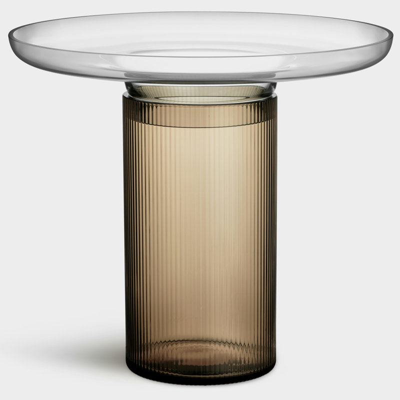 Ensemble Handmade Glass Table Vase, 8.7" H x 9.7" W x 9.7" D, Brown/Gray