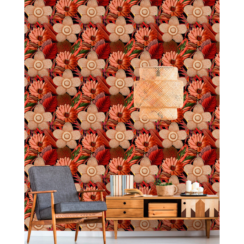 Florilegium Floral Wallpaper Roll, Red/Black