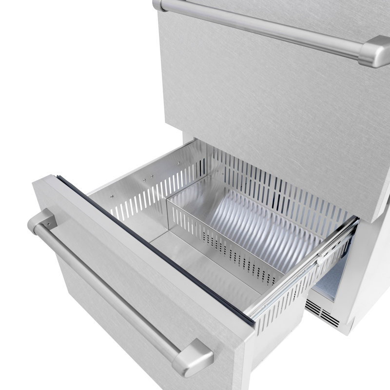ZLINE Autograph Edition 24 In. Touchstone Refrigerator Drawer in Black Matte and Gold, Satin Stainless Steel