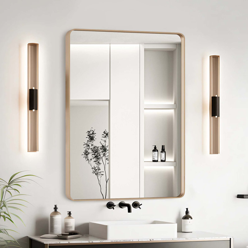 Miroir de salle de bain, Verticale, Or rose, 30 po x 22 po