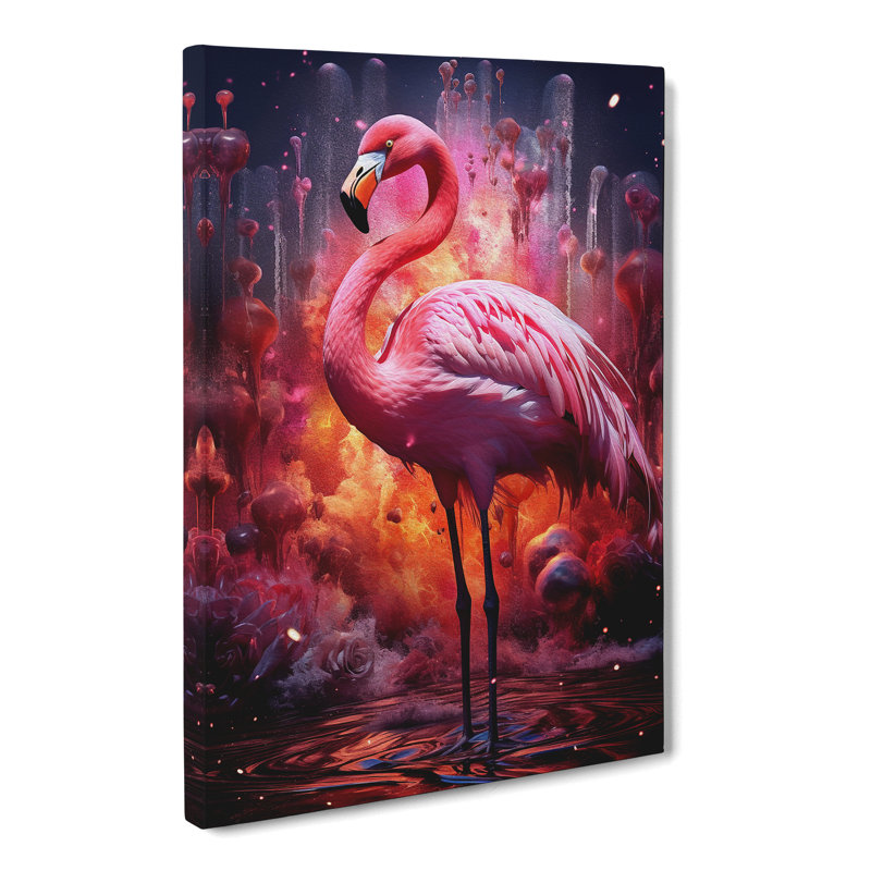 Flamingo Futurism - Wrapped Canvas, 76cm H x 50cm W x 3cm D