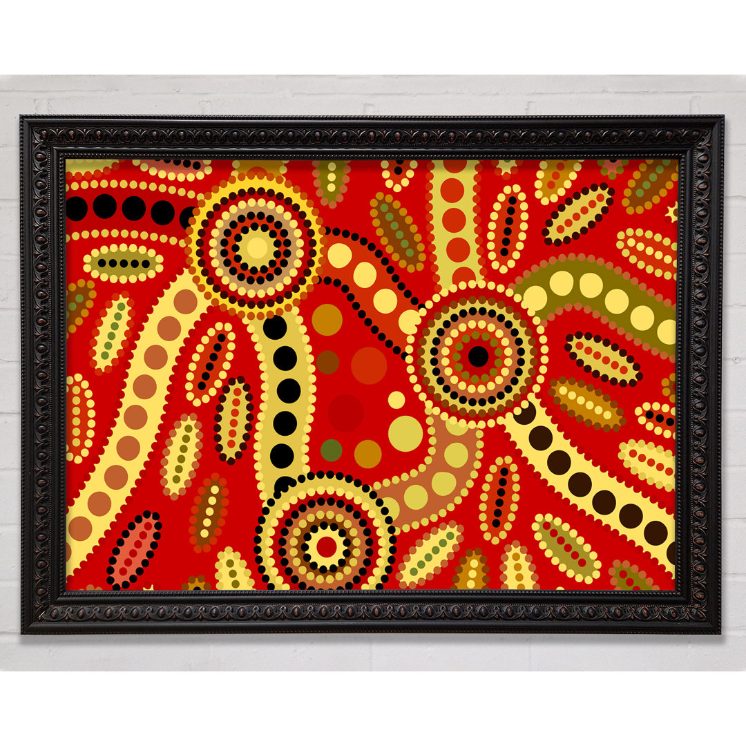 Aboriginal Red Tribal - Einzelner Bilderrahmen Kunstdrucke