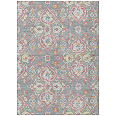 Machine Washable Indoor/Outdoor Husby ACN2207 Bohemian Rug