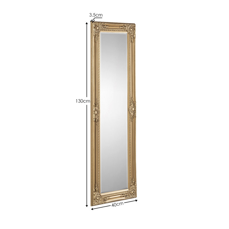 Vigue Wood Flat Floor Mirror, Gold