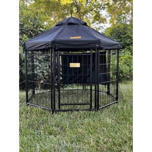 INDOOR AND OUTDOOR OCTAGONAL DOG KENNEL WITH POLYESTER COVER AND SIDE SUN SHADE, 4FT