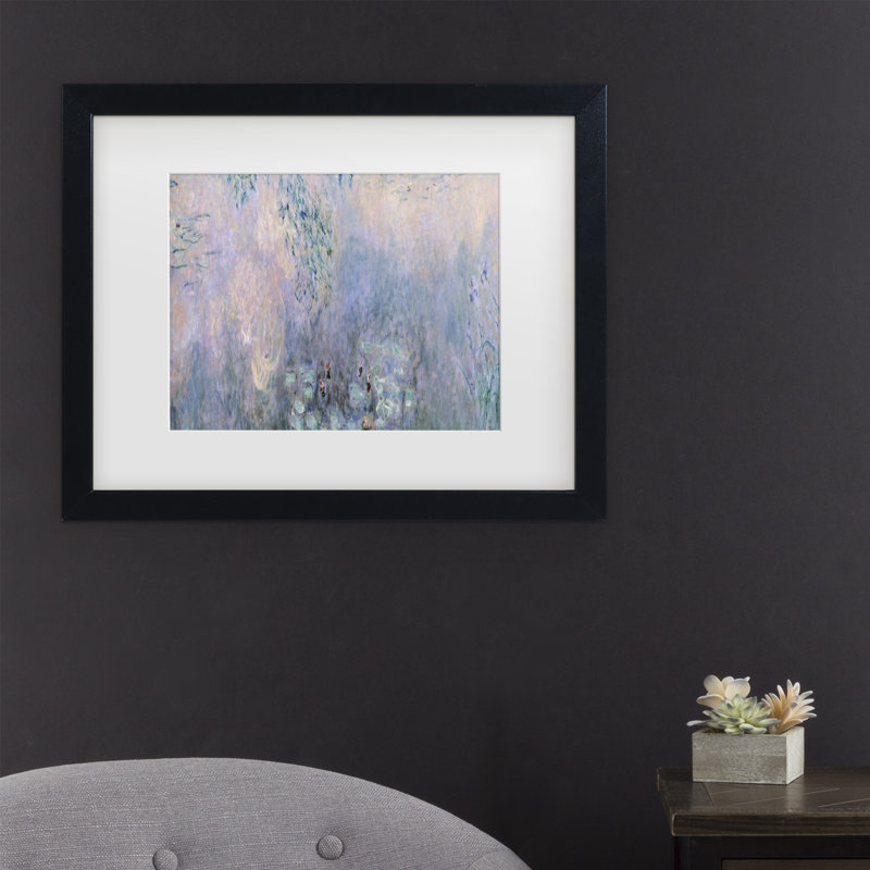 "Les Nymphéas" par Claude Monet - reproduction d'art sur toile, H 16 po x l 20 po x P 0,5 po, Cadre noir