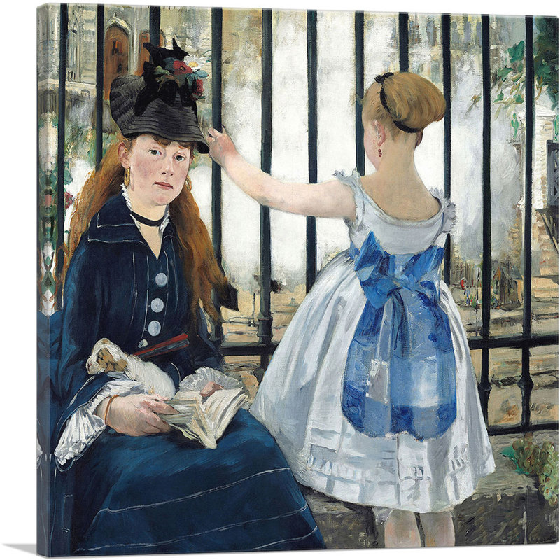 "Le chemin de fer 1873" par Edward Manet - reproduction d'art sur toile tendue, H 36 po x l 36 po x P 0,75 po